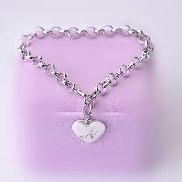 New Copper noble Heart 26 Letteres chain Bracelets for women Fashion Designer party wedding Jewelry gifts