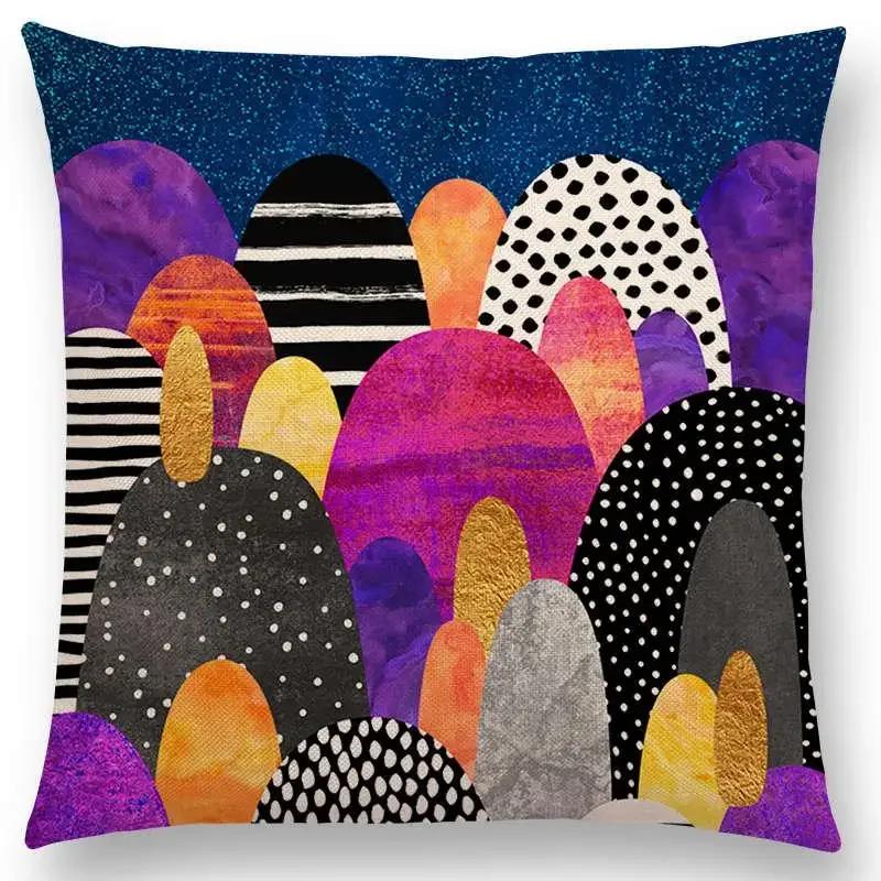 New Colorful Rocks Candy Gems Stained Glass Abstract Blocks Geometric Art Prints Cushion Cover Car Sofa Throw Pillow Case
