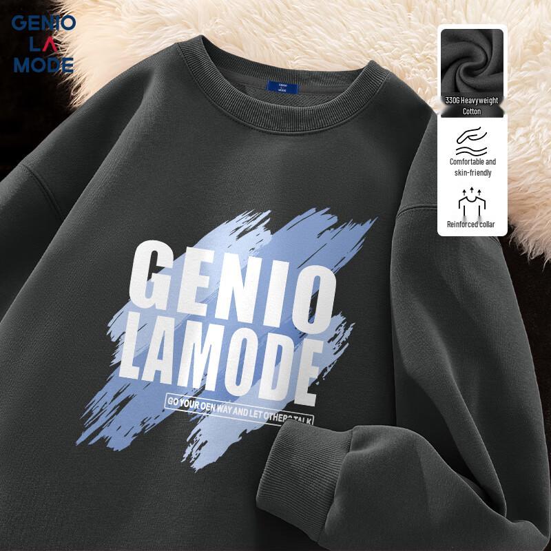 

GENIOLAMODE Men s Letter Print Round Neck Pullover Sweatshirt M