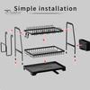 Storage Rack Two-Tier Dish Drying Rack Large Capacity Easy To Install Rust-Resistant Kitchen Countertop Utensil Dish Rack with Drain