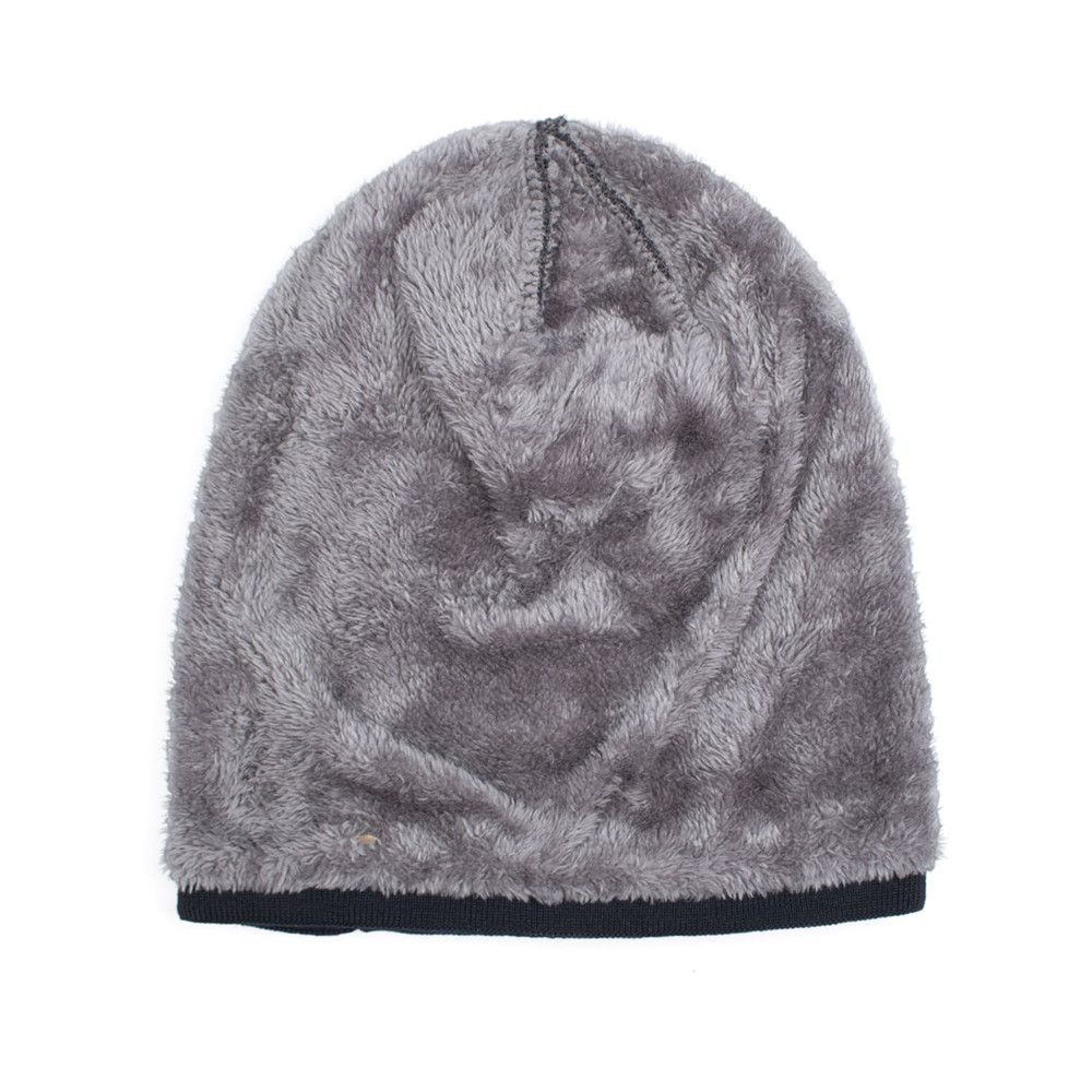 Solid Gorros Cotton Wool Hat Thick Fleece Hat Winter Warm Hat Casual Beanies Men's Knitted Hat