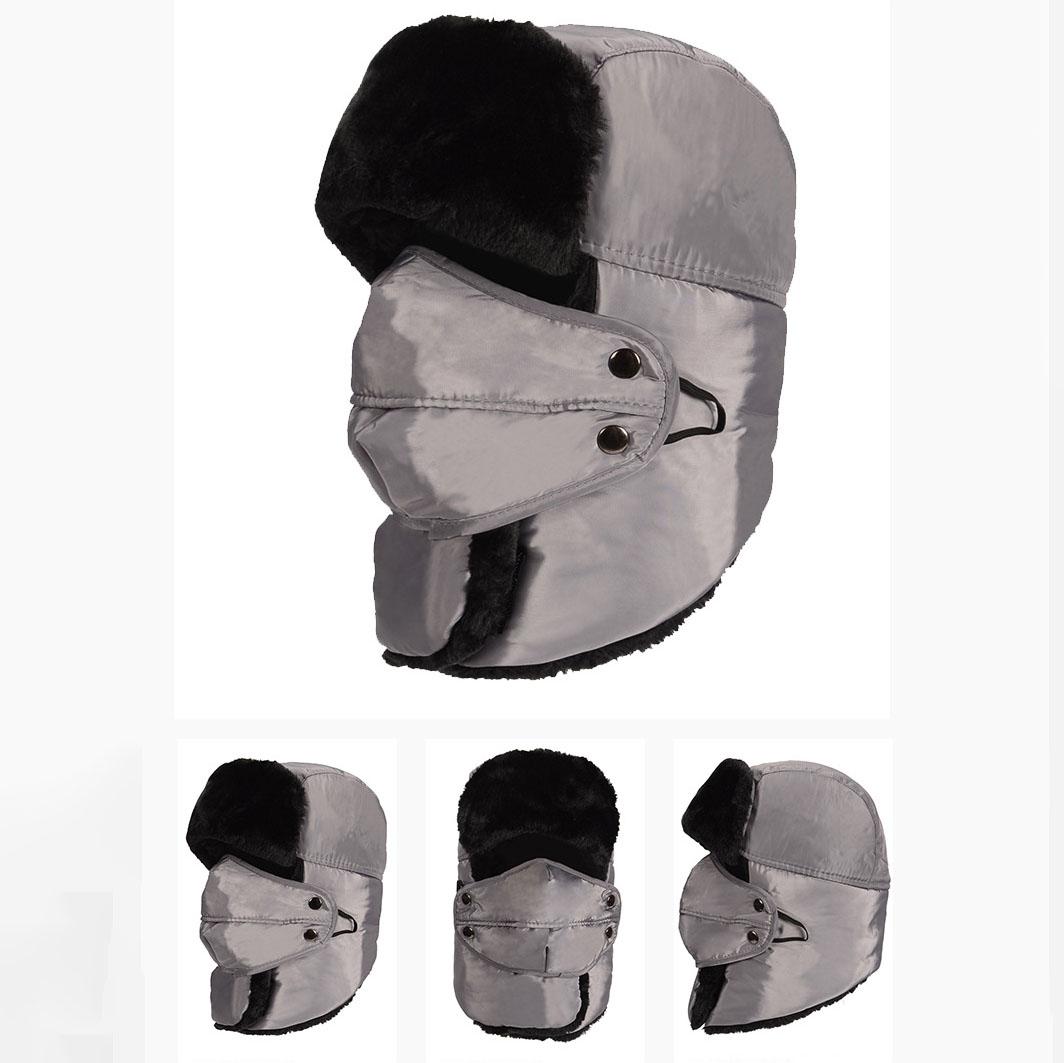 

Зимние шапки для мужчин и женщин носят маски для защиты шеи. Теплые утолщенные велосипедные морозостойкие хлопковые шапки. One size серый