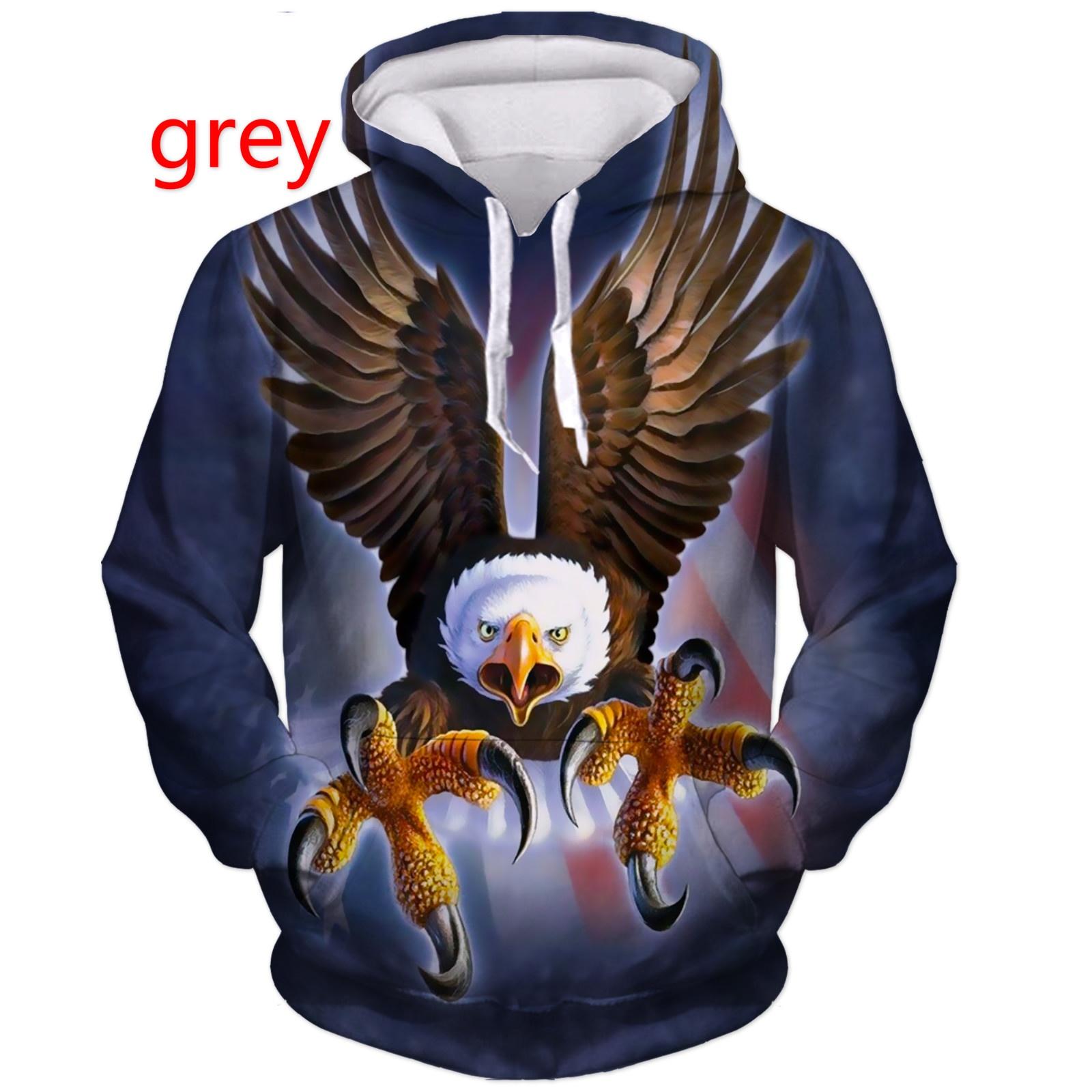 

Модные мужские и женские толстовки с 3D принтом белоголового орлана и длинными рукавами для пар, повседневная уличная одежда в стиле хип-хоп M
