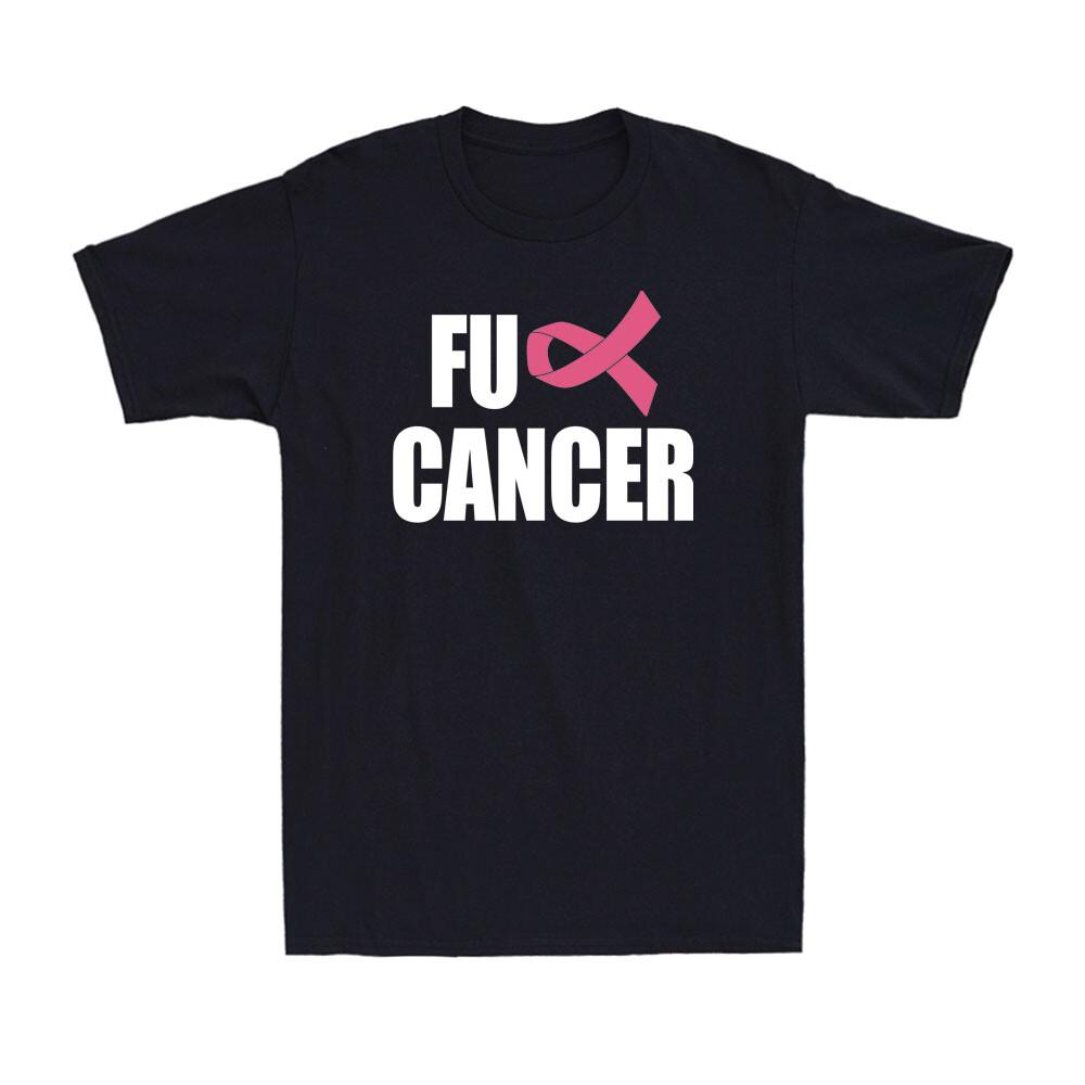 FU CANCER Shirt Pink Ribbon Breast Cancer Awareness Support Gift Tee T-Shirt L