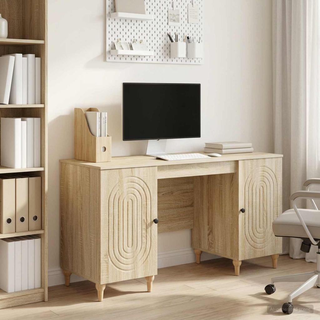 Desk with Shelf Sonoma 142.5 x 50 x 75 cm Engineered Wood
