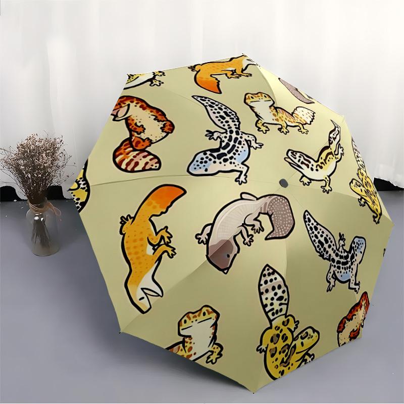 1pc Gecko Lizard Fashionable Automatic Opening/Closing Folding Umbrella with 8 Bones, Windproof Portable, Daily Use131