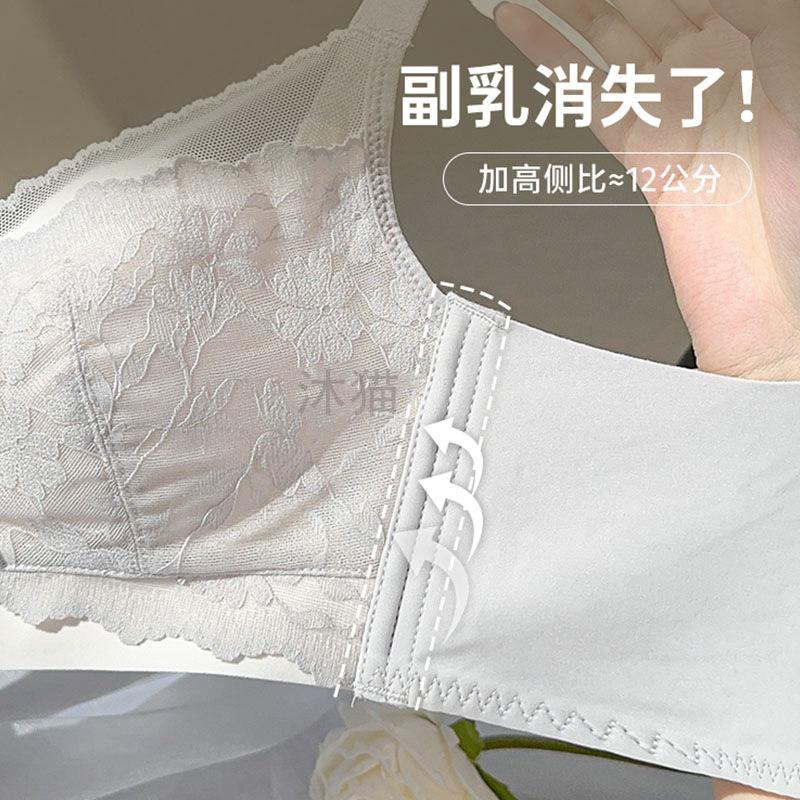 Big breasts, big and small breasts, anti-sagging, no steel ring, breathable thin bra in summer