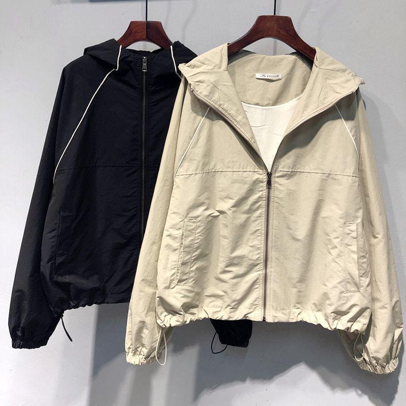 2024 Spring/Autumn Women's Korean Style Loose Windproof Hooded Short Jacket