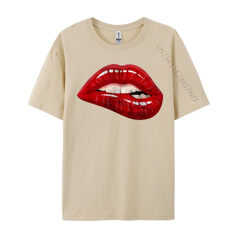 Unisex Is Unisex Is Illustration Red Biting Lips Luxury Designer TShirts Hip Hop Sweatshirts Loose Cotton ONeck Unisexs