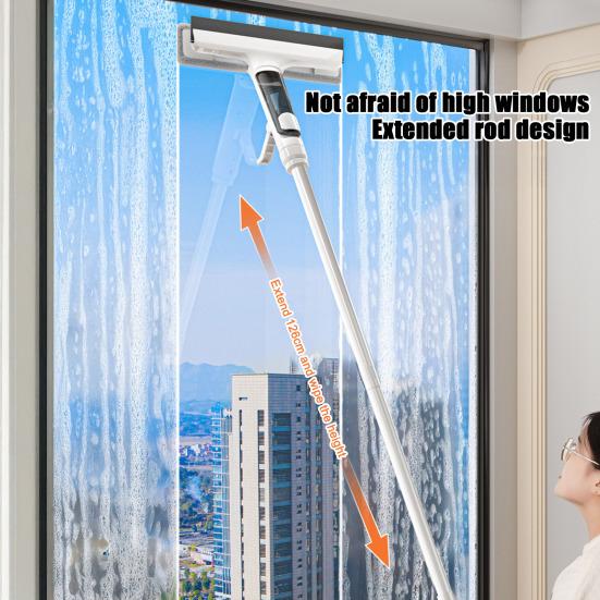 Window Scraper with Double Scraping Strips Extended Pole Side Spray