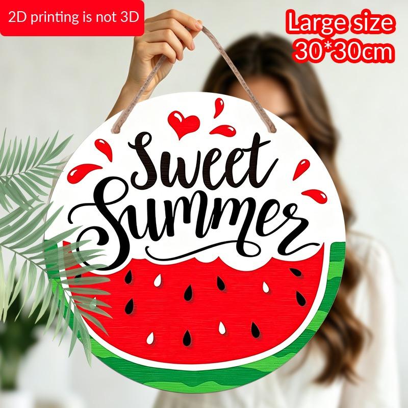 2D Flat "Sweet Summer" Watermelon Aluminum Decorative Signs and Plaques In Various Sizes. Watermelon Slices and Heart Patterns for Wall Decoration