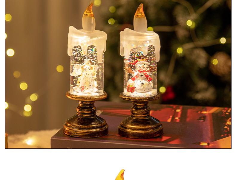 Creative Cross-border Snowing Cartoon Christmas Crystal Ball Candle Light Ornament