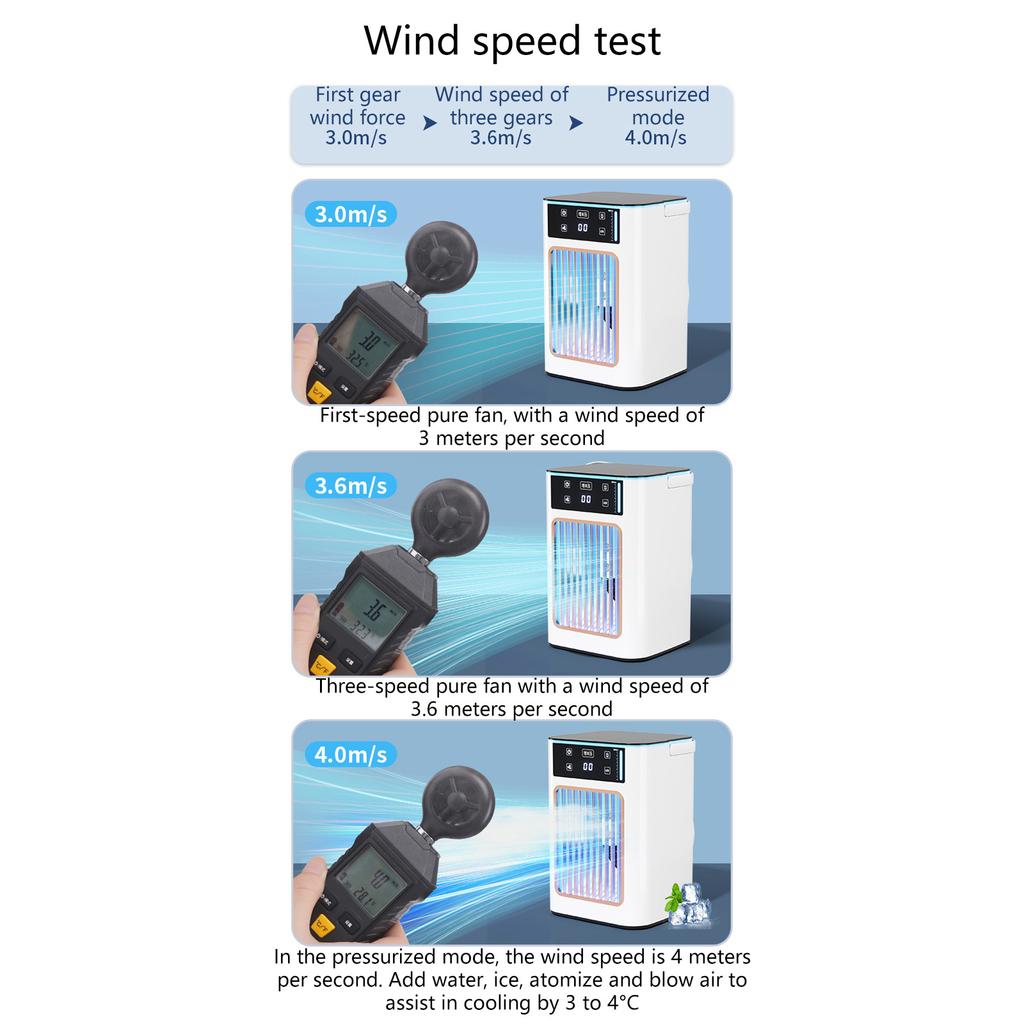 Miniature Desktop Humidifying Air Conditioner Fan Usb Rechargeable 900ML Water Tank Cooling Fan with Breathing Light