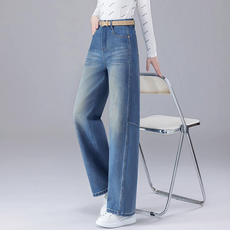 

Women s Petite High-Waisted Crooked Leg Wide Jeans - Spring/Autumn 2026 Slimming Versatile Pants 4XL /32 [Recommended: 145-155 lbs]