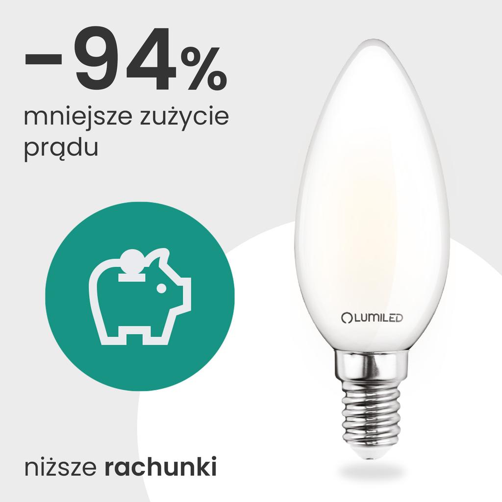 10X Led Bulb E14 Candle B35 2.2W 470Lm = 40W 4000K Neutral 360° Filament Class A Lumiled