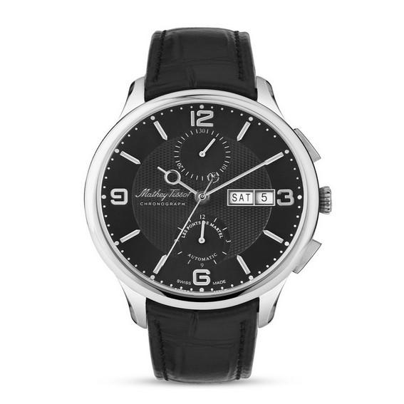 

Mathey-Tissot Edmond Limited Edition Хронограф с кожаным ремешком, черный циферблат, автоматические мужские часы H1886CHATAN чёрный