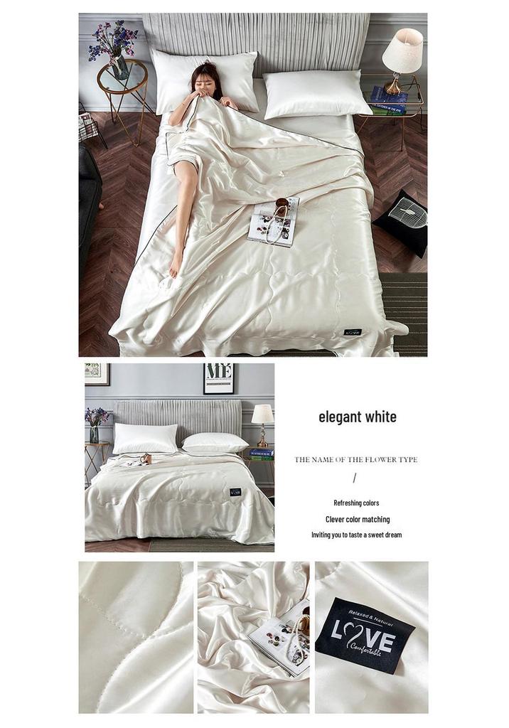 Ice Silk Cooling Summer Quilt: Solid Color, Waterproof, Air Conditioning Blanket