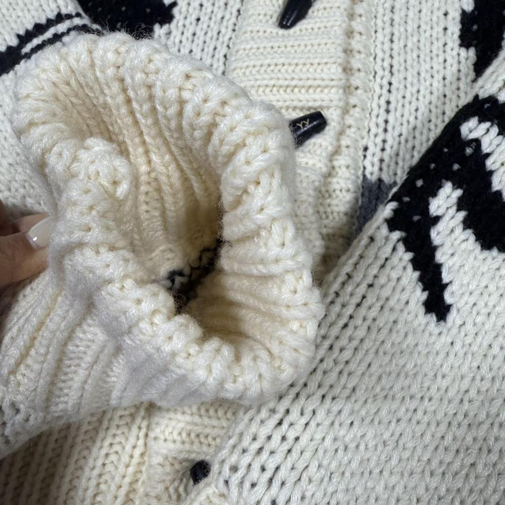 In-Stock Korean Retro Bow Jacquard Cardigan Sweater for Women
