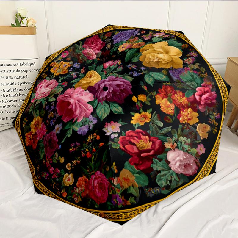 Floral Elegance In Pink Roses 8-Frame for Travel, Camping, Casual Lightweight Portable Umbrella, Essential for Every Family Holidays Birthday Gift