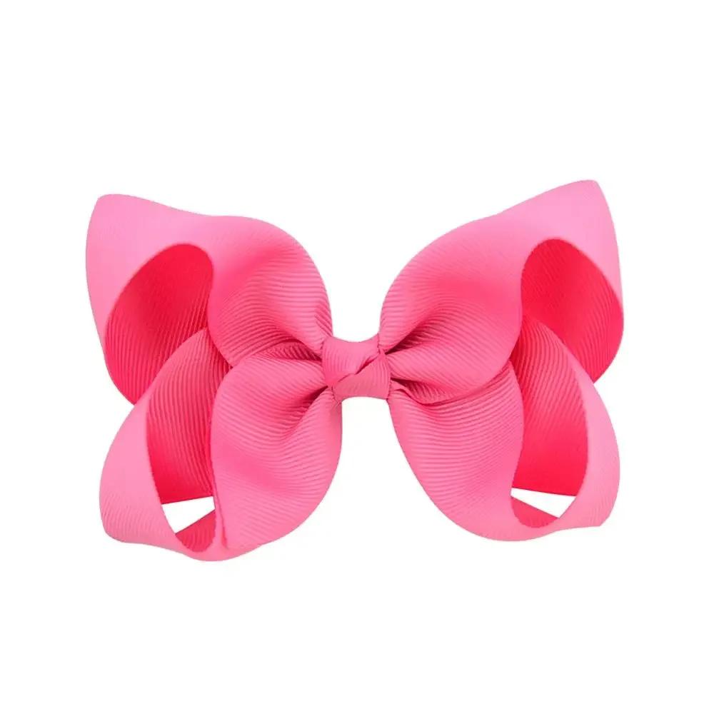 3/4/6/8inch  Boutique Handmade Colorful Solid Ribbon Grosgrain Hair Bow with Clips for Kids Girls Hair Accessories