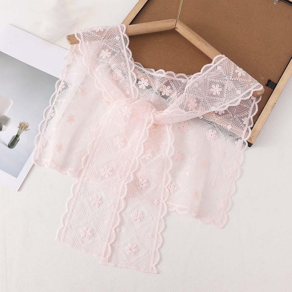 Breathable Thin Lace Shawl Lightweight Waistband Neck Guard Blouse Pastoral Style Countryside Style Embroidered Shoulder Scarf