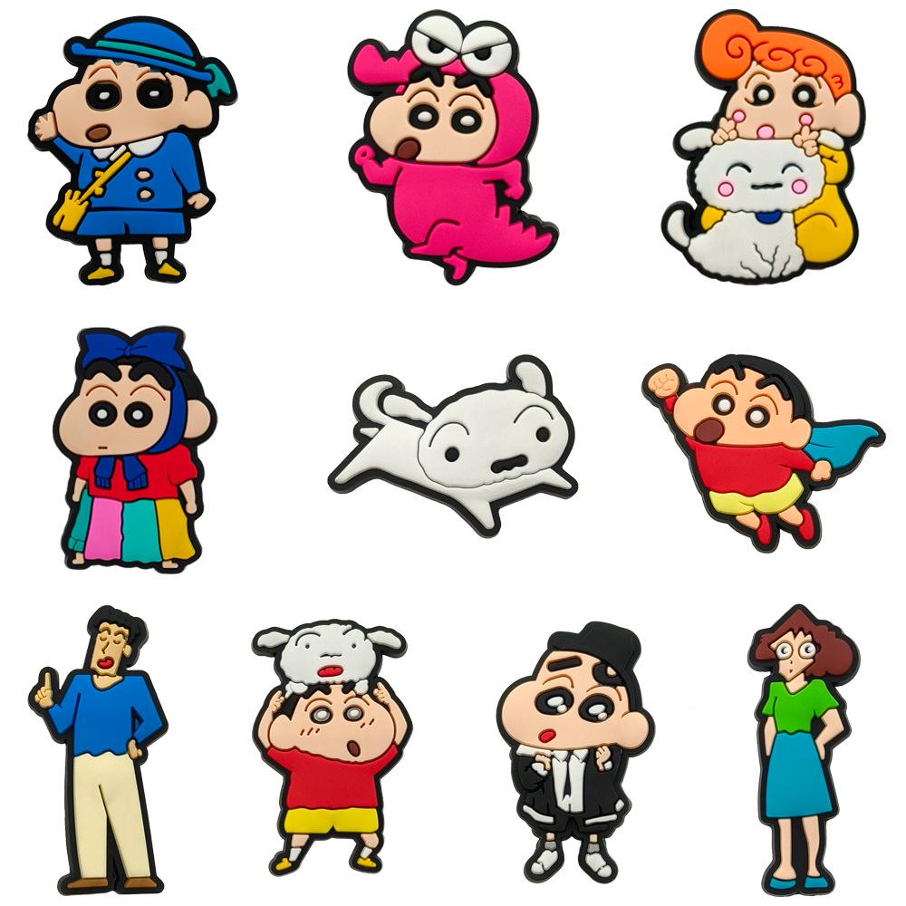 

10-Piece Crayon Shin-chan Shoe Charms for Crocs: Cartoon Rubber Decorations