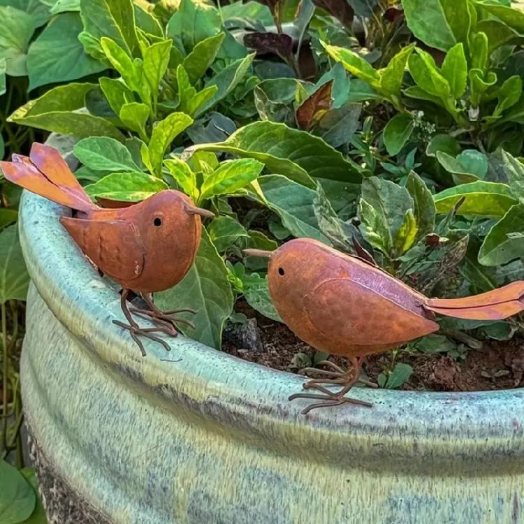 2 Pièces Figurine d'Oiseau en Fer Statue Décorative Collection Ornement de Table Sculpture pour Entrée Décoration de Maison