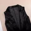 Women's Retro Gold Velvet Frog Button Vest - Black Sleeveless Waistcoat, Spring 2024