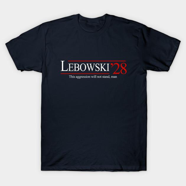 

Men Black Print T-shirt Lebowski 28 - This Aggression Will Not Stand, Man No-Cut Transfer Paper Print Cotton Tshirt L Темно-синій