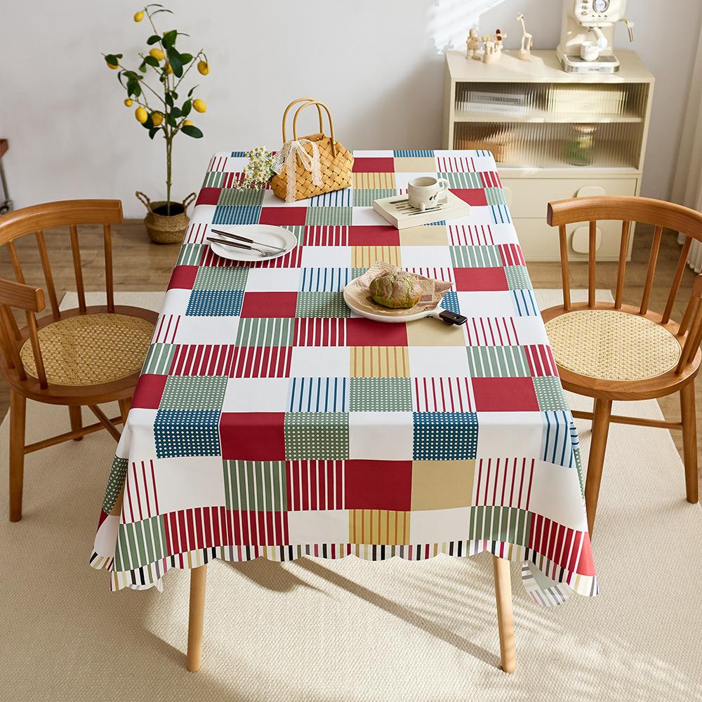 Plaid Table Cloth Simple Modern Light Luxury High-End Rectangular Fabric Waterproof Coffee Table Mat