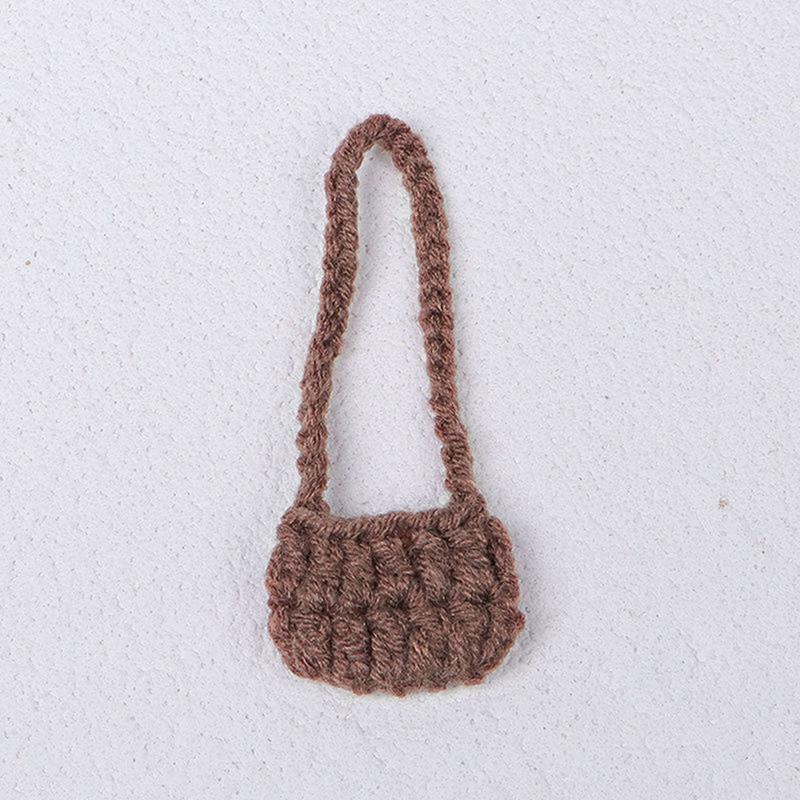 1/12 Doll Plush Knitted Shoulder Bag Crossbody Bag Doll Mini Dress Up Accessories Dollhouse Decor Kid Pretend Play Toys