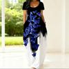 Women Crew Neck Short Sleeve Tunic Dress Plus Size Flowy Design For Summer Casual Shopping Trips