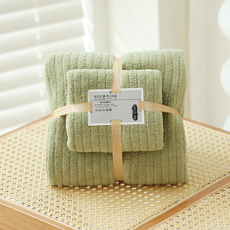 Coral fleece bath towel set washcloth 30x70 and 70x135cm, available in multiple colors, 2sets