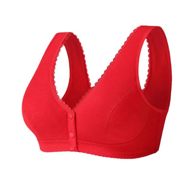 1Pc Push Up Bra Print Flower Polyester Fiber Lingerie Underwear Confortable Bra Female Wire Free Bra Big Bust Front Closure