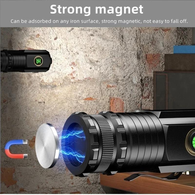 Mini LED Flashlight TYPE-C Rechargeable Portable EDC Torch with Magnetic Base 18350 Battery for Camping Emergency Outdoor