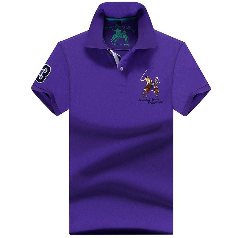 

TrendHub Мужская рубашка поло однотонная большого размера, мужская повседневная рубашка с коротким рукавом, лацканами и пуговицами, вышивка, фиолетовый, красный, белый, 6XL XL