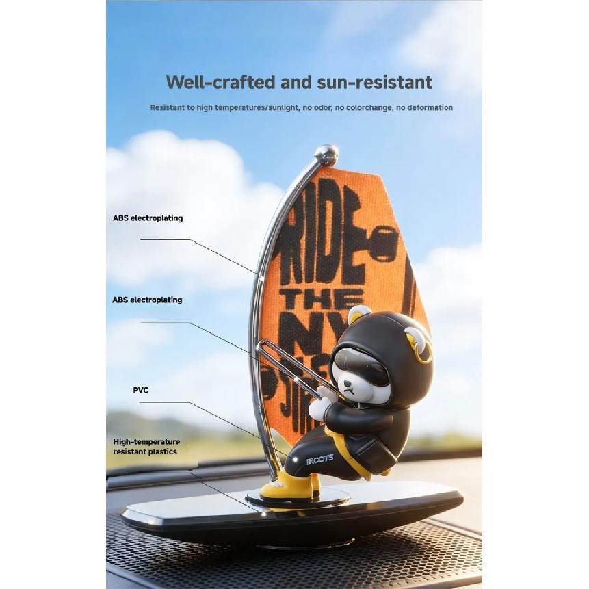 1 Stück Auto-Wackel-Surfer-Bär Kreatives Ornament für Auto-Mittelkonsole Autozubehör
