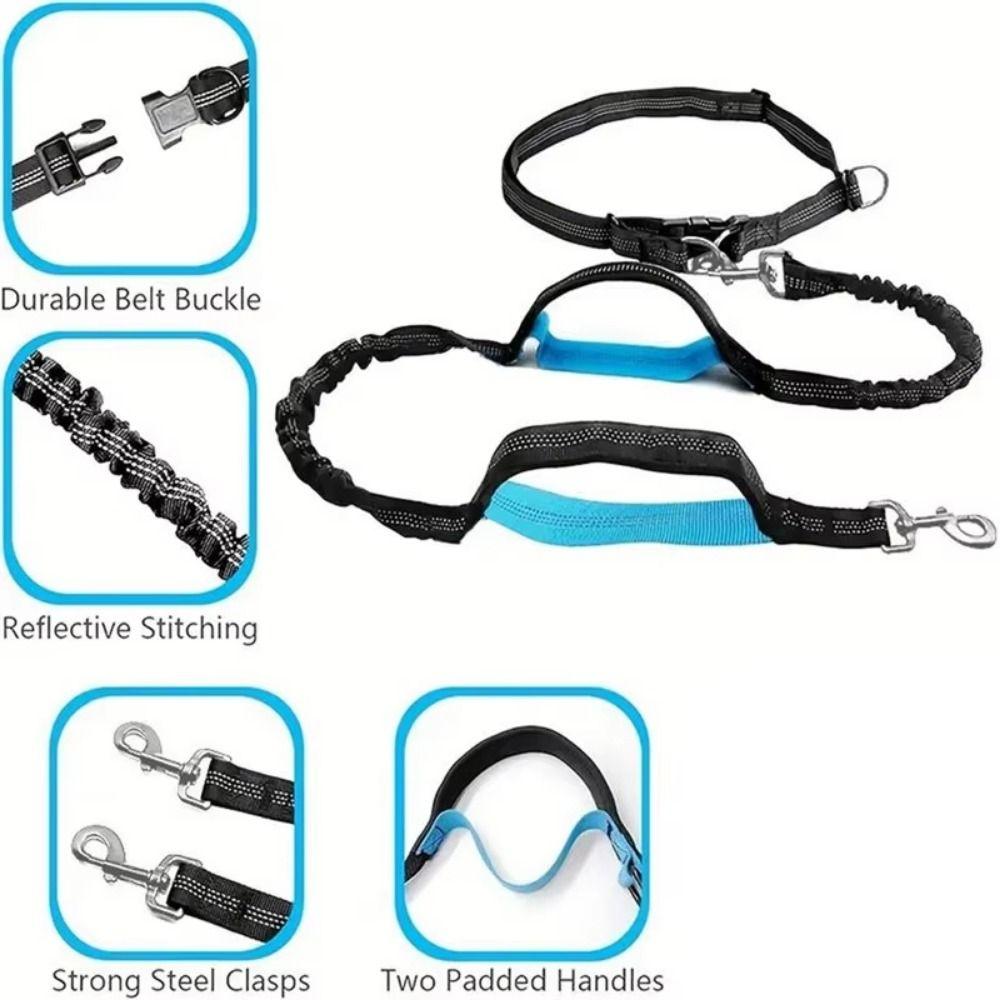 Anti-Tangle Dog Running Leash Reflective Stitching Hands Free Dog Leash  Outdoor Activities