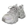 2025 Summer New Mesh Breathable Casual Shoes Korean Version of Thin Air Cushion Bottom Light Sports Running Dad Shoes Girl