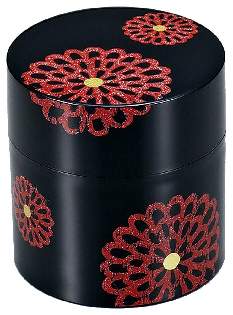 Hakoya Tatsumiya Tea Floral 56752 Caddy, Pattern, Black,