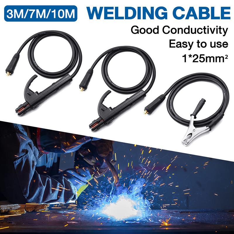 Welding Cable 5/7/10 M + Ground Cable 2/3 M Combo Set With Electrode Holder And Connector Universal Welding Cable Set