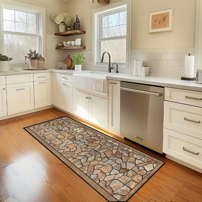 Vintage Style Hotel Corridor Carpet Artificial Stone Path Washable Outdoor Patio Runner Soft Kitchen Banquet Hall Decorative Rug