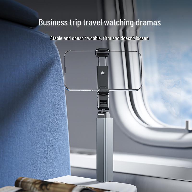 Aluminum Alloy Portable Selfie Stick: High-Speed Rotation, Telescopic, Folding Phone Holder for Travel.