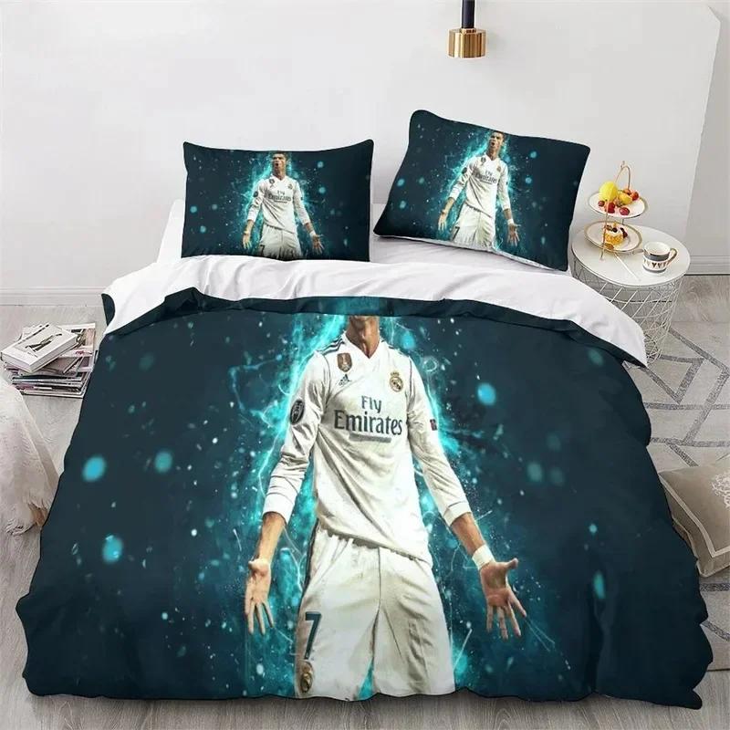 

Набір підодіяльників Ronaldo Ідол Футбольна Зірка 3D-друк Підодіяльник для Підлітків Дітей Хлопчиків Дівчаток М яке Покривало на Ліжко на Блискавці EU Single(135*200cm)3pcs