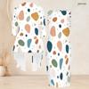Women Plus Size Two Piece Set Printed Sleeveless Bodycon Dress And Three Quarter Sleeve Draped Cardigan