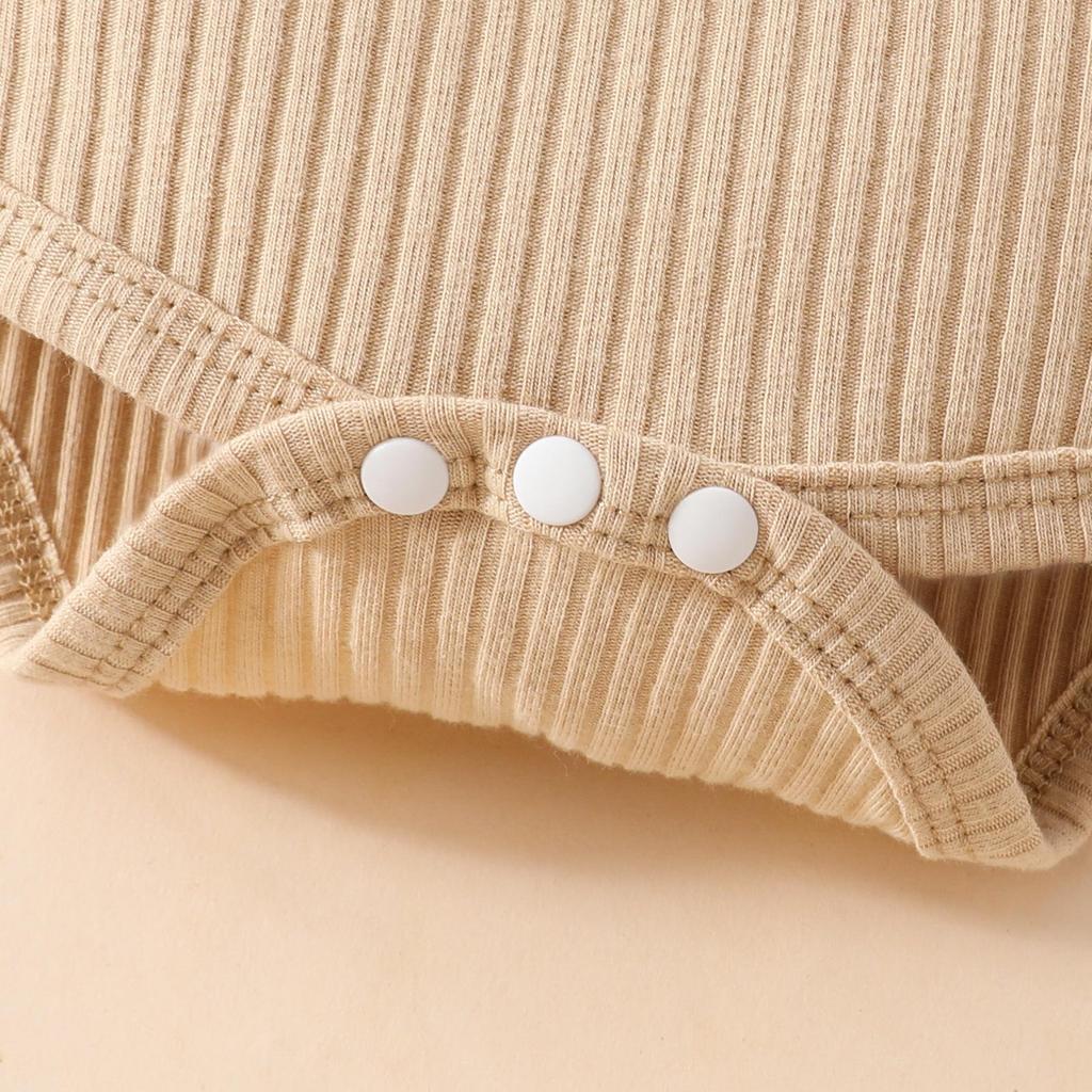 Baby Ribbed Bodysuit, Plaid Bear Doll Suspender Skirt & Headband Set for Fall/Winter