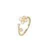Exquisite Adjustable Pearl Zirconia Flower Ring for Women