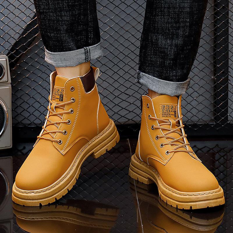 Martin Stiefel Herrenstiefel Lederschuhe Herren High-Top Britischer Stil Werkzeugstiefel Vielseitige Mode Paar Lederstiefel Frühling Rhabarberstiefel