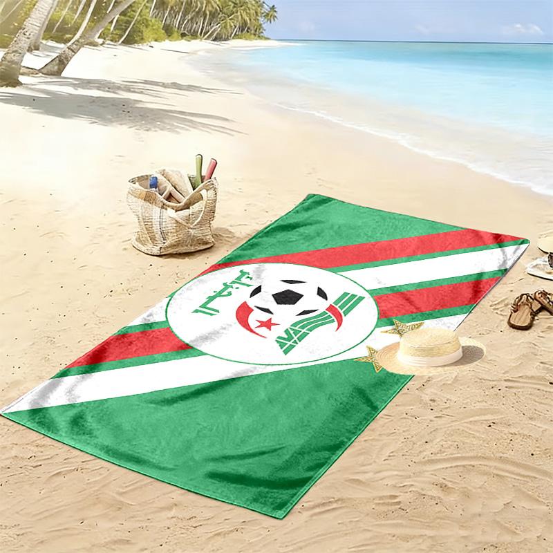 Algeria National Football Team Print Beach Towel, Large Soft Quick Dry Towel for Beach Camping Swimming