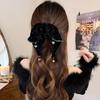 Women'S French Elegant Hair Clip Velvet Rhinestone Bow Ponytail Hair Claw Exquisite Shark Clip Fashion Hair Accessories